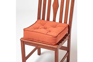 HOMESCAPES Terracotta Dining Chair Booster Cushion Large Firm 40 cm Square Seat Pad with Supportive 10 cm Thick Lift Soft Orange Cotton Cushion For The Elderly, Post-Operative and Pregnancy
