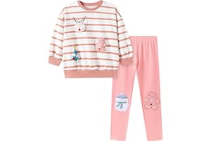 TCWWBB Girls Kids Christmas Outfits Xmas Clothes Set Toddler Santa Claus Reindeer Snowmen Unicorn Birthday Print long Sleeve Cotton Shirt Jumper Tops Leggings Pants 2 Pcs Clothing Set 1-7 Years Old