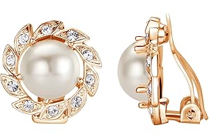 Vissen Grosse Perles Boucle d'oreille Clips Femme oreilles non percées Plaqué or Strass Chic Bijoux Accessoires ideal Cadeau