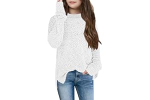 Imily Bela Kinder Mädchen Fleece Pullover Rundhals Fuzzy Strickpullover Warme Winter Oberteile Sweater
