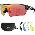 OUTDOORSPARTA Polarized Sports Sunglasses Cycling Glasses Driving Shades With 5 Interchangeable Lenses
