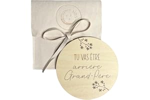 MOONBABY Annonce grossesse carte en bois Papa Mamie Papi Tata Tonton Arrière Grand-Père avec pochette (Arrière Grand-Père)