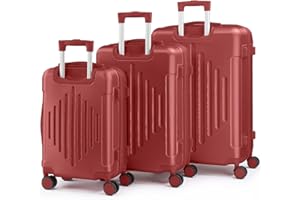 LALAHO Set de 3 Valises, Grande Taille, Valise Cabine, Petite, ABS avec Coins Renforcés, roulettes Pivotantes 360°, Cadenas et Poignée Télescopique (Bordeaux)