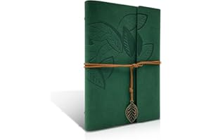 Joy & Inspiration A5 Cuaderno de Piel Pu Vintage Notebook Rellenable Bonito Diario de Viaje Cuaderno de Anillas Refillable Pu Leather Journal