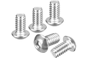 DTGN 1/4"-20x1/2" Button Head Socket Cap Screws - 10Pack - Good for Road Bicycle, Mountain Bike, Auto, Motorcycle - 304 Stainless Steel Whitewashed - Hex Socket Drive Fasteners