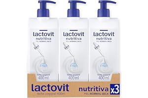 Lactovit Lactourea Leche Corporal Nutritiva para Pieles Normales y Seca, con ProLactic10, Hidrata la Piel Intensamente y Propociona Suavidad, Absorción Inmediata - Pack de 3 x 400 ml