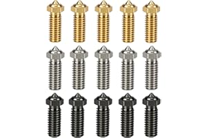 LANKEGU Set di 15 ugelli per stampanti 3D X-MAX3, 5 pezzi in acciaio temprato, 5 pezzi in acciaio inox + 5 pezzi in ottone, set di ugelli da 0,4 mm per R Qidi X-SMART3/X-PLUS3/X-MAX3