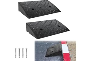 FIVMEN 2er Set Bordsteinrampe Türschwellenrampe Gummi Tragbare Schwellenrampe mit Rutschfester Oberfläche Rampe für Auto Rollstuhl, 10cm Hoch