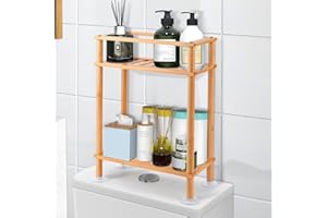HOMREALM Badezimmer-Organizer, Aufbewahrung über der Toilette, Badezimmer-Organizer über der Toilette für Papierhandtuchhalter, Shampoos, Platzsparend für Kleinen Raum (Bambus)