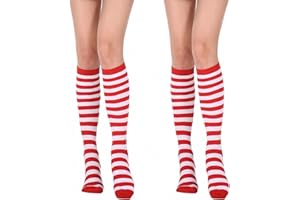 HaiFafafaing 2 Paar Halloween Kniestrümpfe Damen Gestreifte Overknees Strümpfe Ringelstrümpfe Lange Gestreifte Socken Für Schule Halloween Cosplay Party Mädchen Frauen