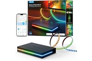 Govee HDMI 2.1 Sync Box AI Kit 2, Compris Rétroéclairage du TV, Prend en Charge 8K@60Hz, 4K@144Hz, VRR et ALLM, Fonctionne avec Matter, Bande LED RGBIC du Téléviseurs de 55 à 65 inch, 75 LED/m