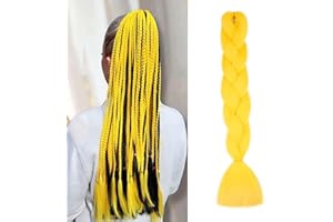 Dcbaboo Pelo para Trenzas Africanas 60cm Extensiones para Trenzas Africanas 1PCS Kanekalon Ombre Extensiones de Pelo Sintético para Trenzas Postizas Trenzado de Extensiones, Amarillo