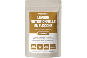 Coolinario Levure Nutritionnelle Fortifiée (56 g) Assaisonnement Végan Riche en Vitamines B, B12 et Zinc | Saveur Umami pour Pâtes, Popcorn et Sauces | Sans Gluten