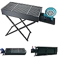 HEXAR® Heavy Duty Barbeque Grill with Blower Fan - BBQ Grill X Shape Stand Grill with Hand Fan Blower Foldable Barbecue Charcoal Grill for Outdoor Camping, Durable Iron Large Size (60x30 CM)