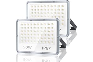 TASINUO Faretto LED da Esterno 50W 2 Pezzi, Faro LED Esterno Impermeabile IP67, 5000LM Luci da Esterno, 7000K Bianca Fredda Lampade da Esterno, 60 LED Applique da Esterno per Giardino Terrazza Garage