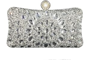 Boutique De FGG Chiusura a Perla Donna Borsa di Cristallo Borse da Sera del Partito con Strass Pochette e Clutch da sposa con diamante, Piccolo