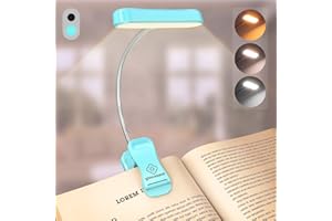 Glocusent pozioma lampka ET-Head do czytania w łóżku, lampka Clip on, CRI 95, 3 kolory i 5 jasności, ładowalna i długotrwała, 1,4Oz tylko lampka do czytania, idealna dla miłośników książek