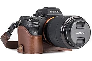 MegaGear MG1124 gotowa skórzana półobudowa i pasek z dostępem baterii do kamery Sony Alpha A7S II/A7R II/A7 II - ciemnobrązowy