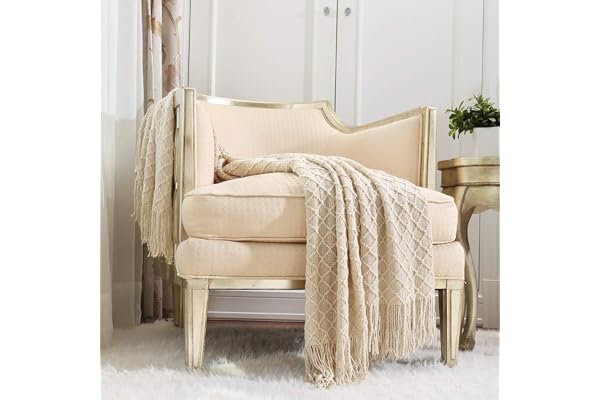 CREVENT Heminredning rustik soffa soffa stol säng överkast filt mjuk varm mysig lätt vikt för resor på våren sommaren (127 cm x 152 cm beige