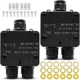 Yonality 2 pcs scatola di giunzione elettrica impermeabili ip68, waterproof external electrical box, 3-way external cable con