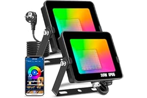 AUSYDE Reflektor LED 35 W Smart RGB zmieniający kolor reflektor Bluetooth App Control IP66, wodoszczelny, przyciemniane światło nastrojowe do dekoracji scenicznych, ogrodu, drzewa, reflektor EU 2-pinowy (2