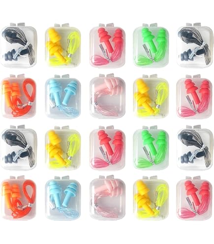 Tappi Per Orecchie Silicone - 10 Paia Con Cavo Blu