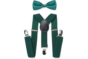 RSXING Kids Braces Bow Tie Set-Toddler Adjustable Suspenders Bowtie Elastic Band with Clip-on Y-Shape Suspender set Boys The Classic Bow Tie Braces for Wedding, Formal Events