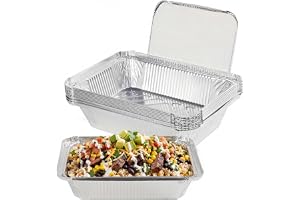 10 stora 2250 ml aluminiumformar med lock – Engångs- & återanvändningsbara grillformar, fettfat & droppformar för grill, ugn & matlagning