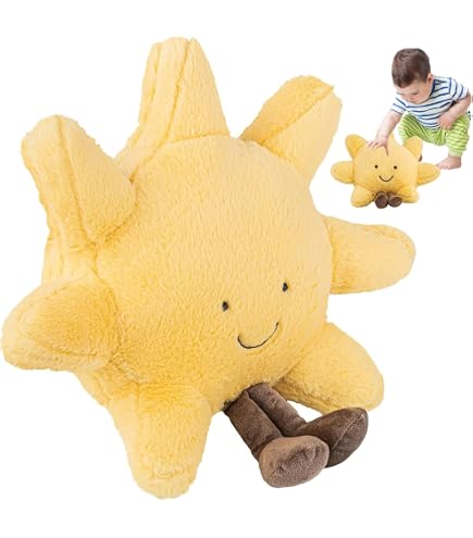 Coussin Soleil Doux En Peluche Pour Enfants - 45x45 Cm, Garnissage Coton - Décoratif Pour Canapé, Chambre - 6