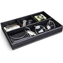 SEIWEI Scatola Porta Fazzoletti In Pelle PU – Organizer Multifunzione Con Scomparti E Porta Telecomando, 23x16.5x9.5 Cm, Nero, Per Casa E Ufficio