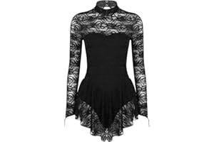 ranrann Justaucorps Danse Classique Femme Tenue Patinage Artistique Robe de Danse Classique Manches Longues Gymnastique Costume de Danse Latine Vêtements de Danse XS-XL