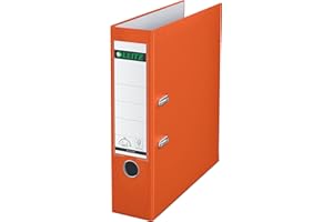 ‎LEITZ Leitz Qualitäts-Ordner 180° Plastik, das Original, DIN A4 Aktenordner 8 cm breit, 90% Recycling-Karton, 30% Pre-Consumer Recycling-Kunststoff, Mit 180° Mechanik, 600 Blatt Kapazität, Orange, 10105045
