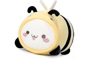 JOYRAVO Poduszka podróżna dla dzieci, wymienna poduszka na szyję 2 w 1, miękka poduszka w kształcie litery U, wygodna podróż towarzysza do spania i zabawy - Niebieski niedźwiedź (żółta opa)