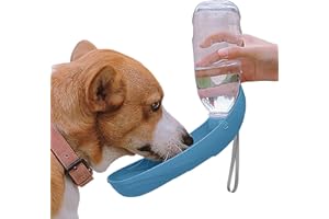 NAMSAN Dog Water Bottle, 550 ml, for On the Go Drinking Bowl for Cats, Easy to Carry, Foldable for Outdoor Activities, Blue