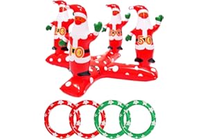 POPOYU Cappello gonfiabile per albero di Natale, per bambini, adulti, per feste di Natale, gioco con 4 anelli, divertente giochi di Natale per famiglie, giochi al chiuso e all'aperto