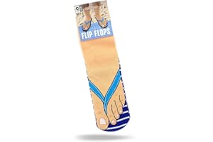 Ginger Fox - Blue Flip-Flop Socks. Machine-Washable Mens Socks. Novelty Funny Socks Gifts for Men. Fits UK Size 5-11