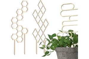 Decorify Treillis Plantes Grimpantes 3 Pièces - Treillis en Bois Plante Grimpante Interieur - Décoratif Petits Treillis pour Fleurs en Pot - 41/40,5/39 cm - Diamond/Levels/Hexagon - Naturel