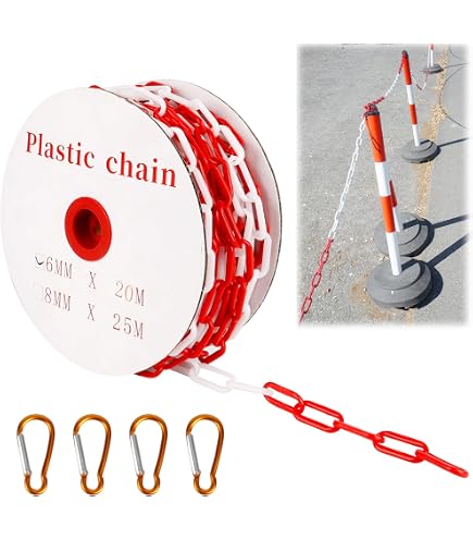 Catena In Plastica Rossa E Bianca 6 Mm X 5 Metri - Segnalazione UK