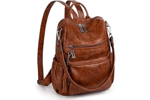 UTO - Bolso Mochila de Mujer Cuero Sintético Bolso de Hombro Bolso Escolar con Bolsillos Laterales con Borlas