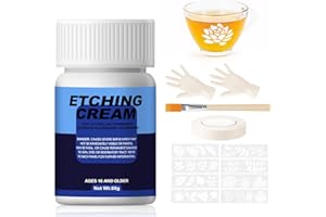 WEILAOK Glass Etching Cream, Etching Cream, Create Stunning Designs on Glass Surfaces, Perfect for Glass Art, Home Decor, Personalized Gifts, Wine Glasses,Mirrors,Templates are Shipped Randomly,80g