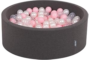 KiddyMoon- Baño de Bolas, Color Gris Oscuro: Rosa-Perla-Transparente (OK30D-017)
