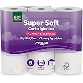 by Amazon 3-Ply Super Soft Toilet Paper, 9 Rolls (1 Pack of 9), 200 Sheets Per Roll, FSC Certified