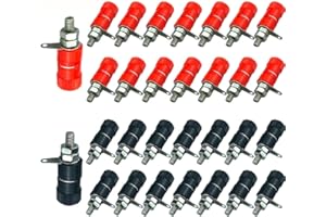 QitinDasen 30Pcs Premium Banana Connettore Presa, 4mm Speaker Terminale Binding Post, per 4mm Banana Connettore Spina (Nero & Rosso)