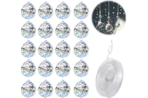 ZHYUAN 22 Pezzi Acchiappa-Sole in Cristallo,Prisma Sfera di Cristallo,Prisma a sfera di vetro,Cristalli di Vetro da Appendere,per Lampadari a Soffitto,Finestre,Giardini,Decorazione Feng Shui (20MM)