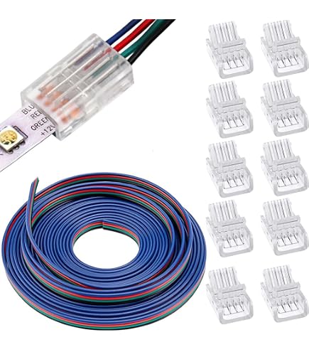 Cavo Di Prolunga 20m Per Strisce LED RGBW 5050, 5 Pin, Divisibile, Connettori Per Larghezza 10mm E 12mm, Filo Di Rame Stagnato Antiossidante - 2
