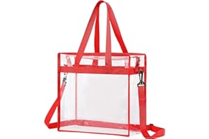 sourcing map Clear Tote Bag, PVC Waterproof Closure Crossbody Shoulder Bag with Zipper and Adjustable Strap for Stadium Events