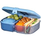 Sistema Ocean Bound Plastic Bento Lunch Box | 1.1L Lunch Box with Yogurt/Fruit Container and Compartments | BPA Free | Teal o