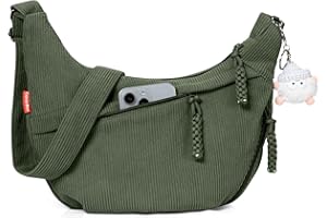 Captain Blues Umhängetasche Damen Crossbody Bag Cord Tasche Halbmond Tasche Damen, Verstellbare Schultertasche mit Reißverschluss und Baumwollfutter, Ideal für Arbeit, Reisen und Uni