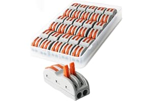 CESFONJER Compact Connettore, Morsettiera a Barra di Pressione Bilaterale a 4 fori, Grigio Conduttori Assortiti Connettori a Filo Compatto SPL-2 (15 Pezzi)