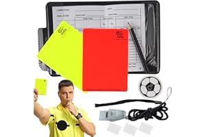 CHRI Juego de tarjetas de árbitro, silbato de árbitro, tarjetas de partido, árbitro, fútbol, tarjeta amarilla, tarjeta roja, silbato de árbitro, juego con silbato de árbitro, marcador